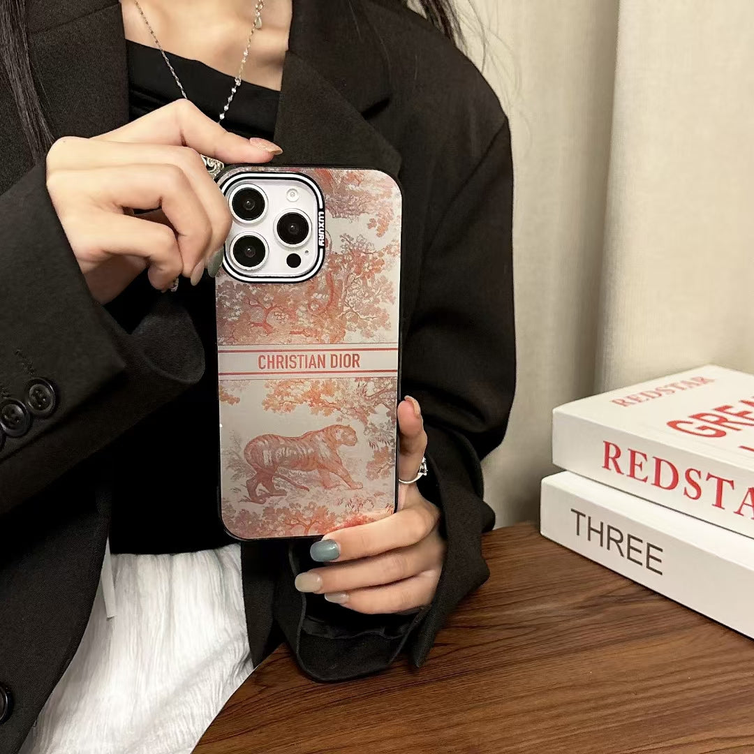 Elegant CD Animal Monogram Phone Case Set – Luxury Design