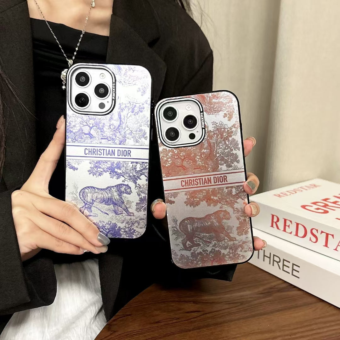 Elegant CD Animal Monogram Phone Case Set – Luxury Design