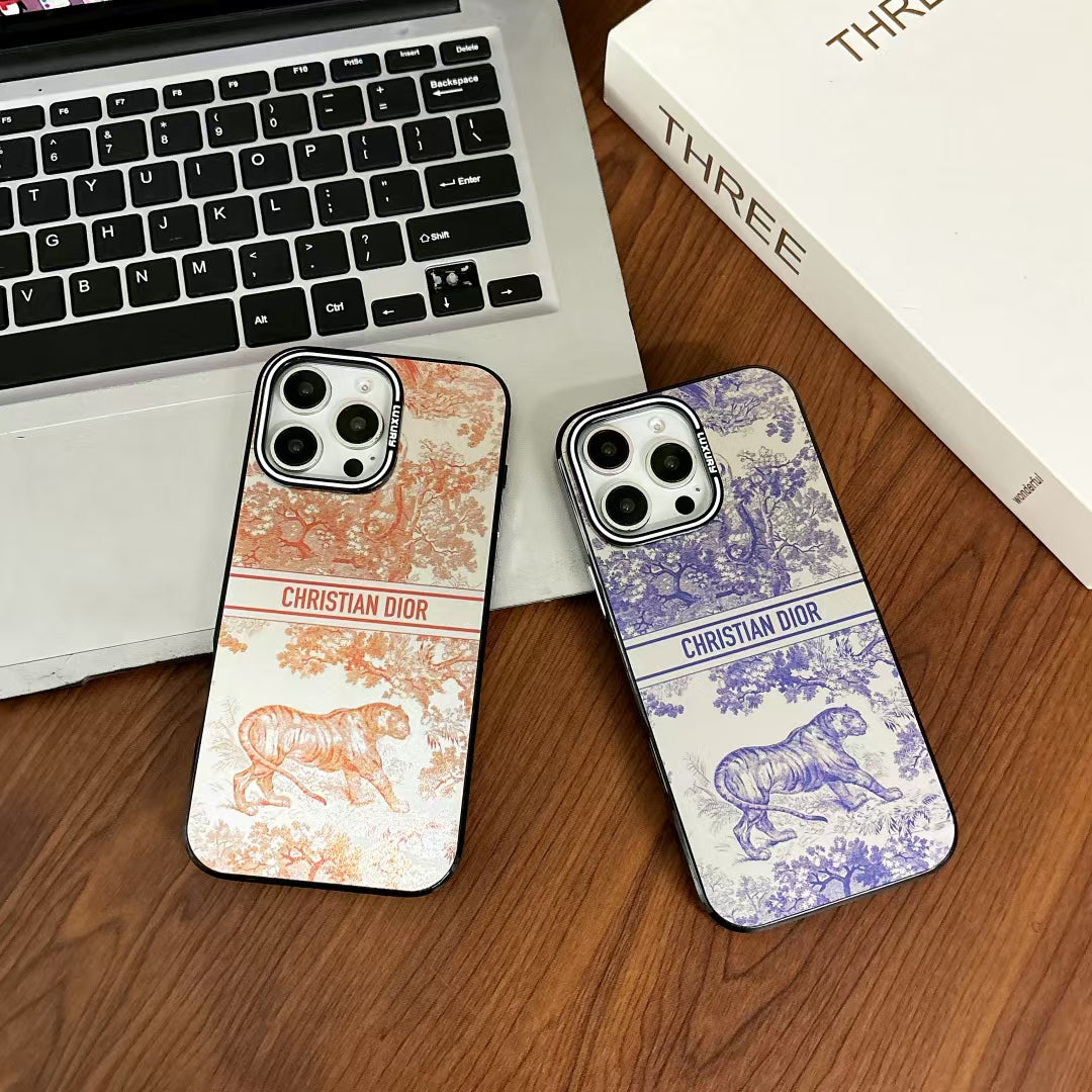 Elegant CD Animal Monogram Phone Case Set – Luxury Design