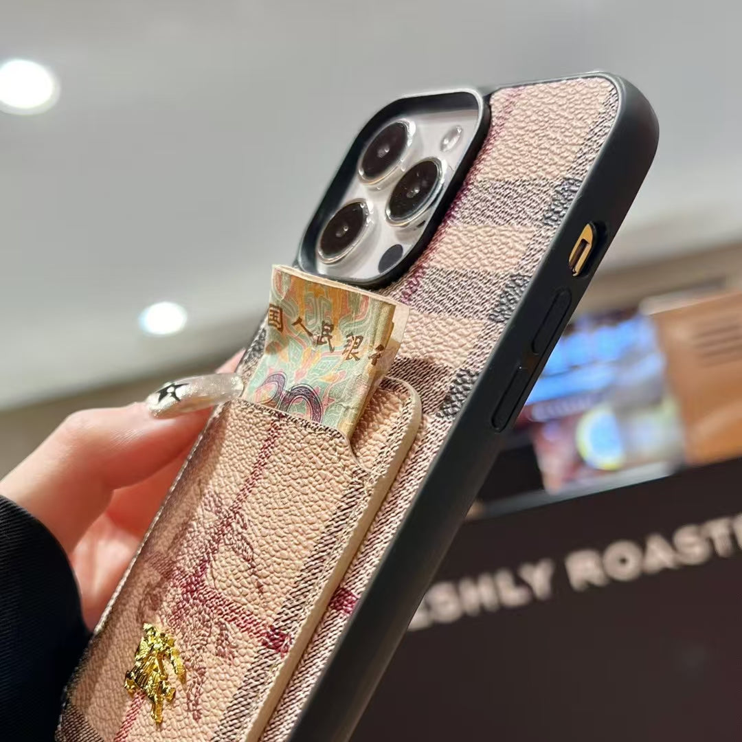 Burry Vintage Plaid Card Slot Phone Case