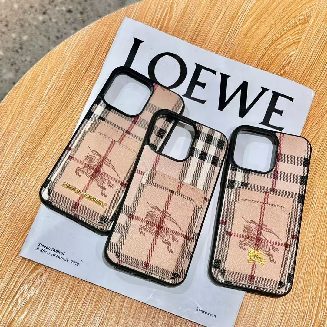 Burry Vintage Plaid Card Slot Phone Case