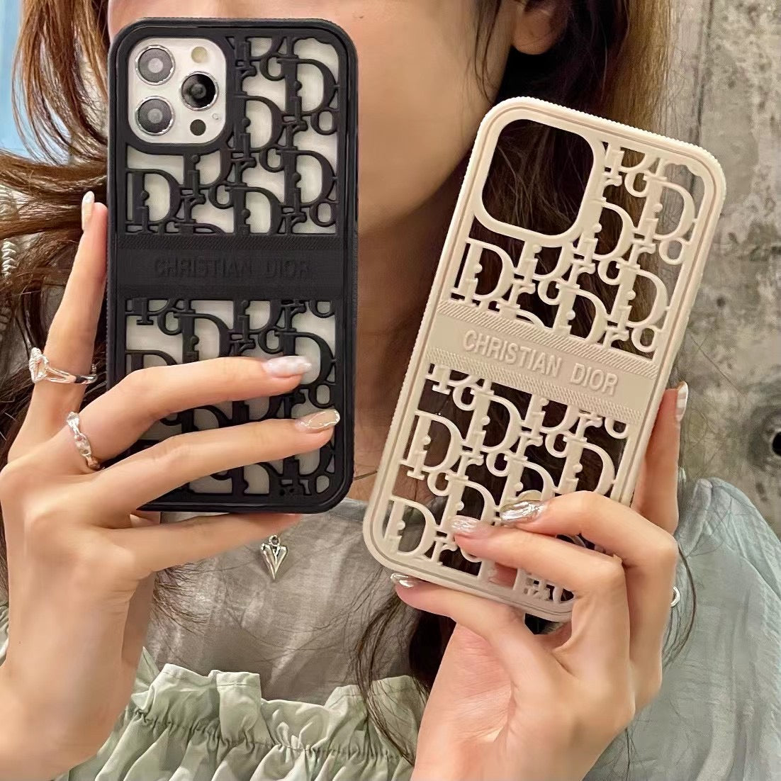 Luxury CD Monogram Cutout Phone Case