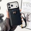 Designer IPhone Case With Wallet Card And Hand Strap
