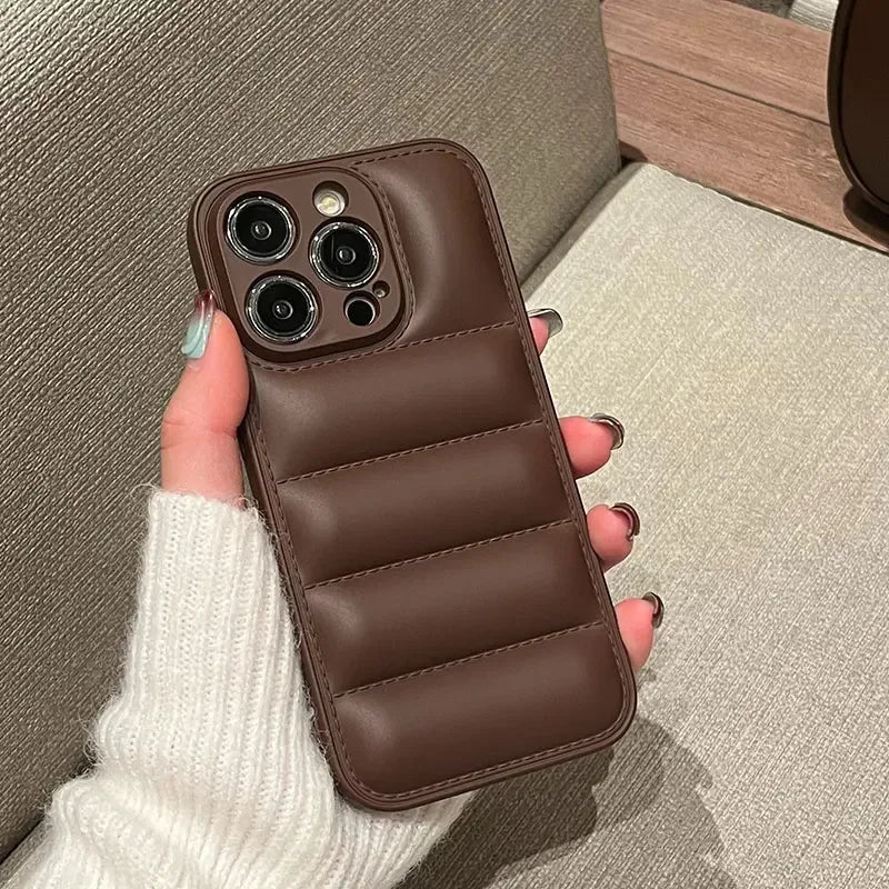 Luxury Down Jacket fine hole silicon case for iPhone