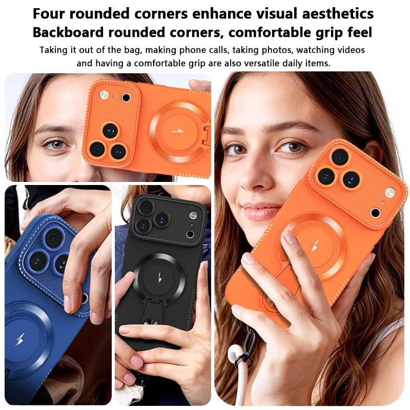 Luxury Orange with Bracket Case for iPhone