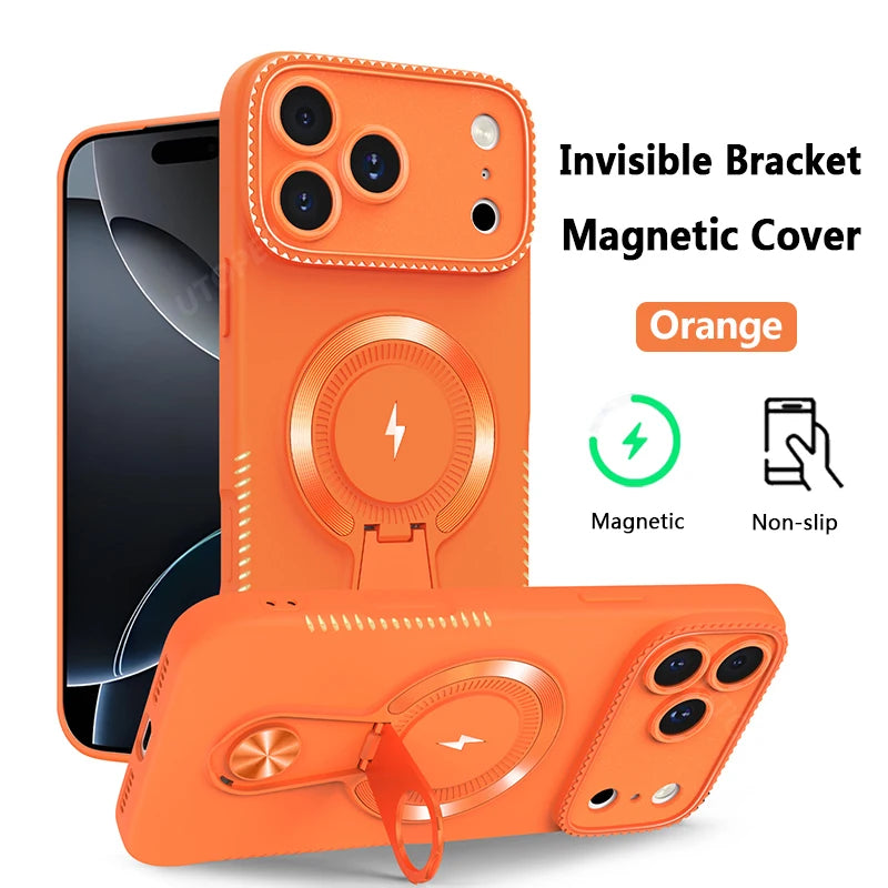 Luxury Orange with Bracket Case for iPhone
