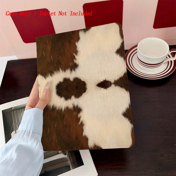 Warm Brown & White Prints iPad Case for Mini 5/6/7 7.9/8.3 Shockproof Silicone Bumper with Stand