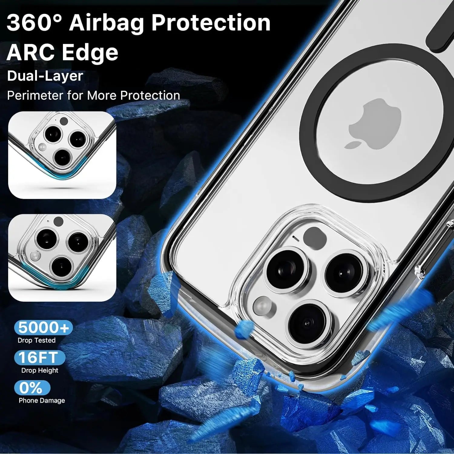 Luxury Magsafe Wireless Charge Shockproof Clear Phone Case For iPhone