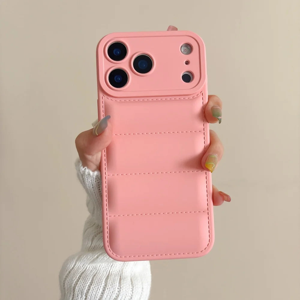 Luxury Down Jacket Silicone Shockproof Case For iPhone