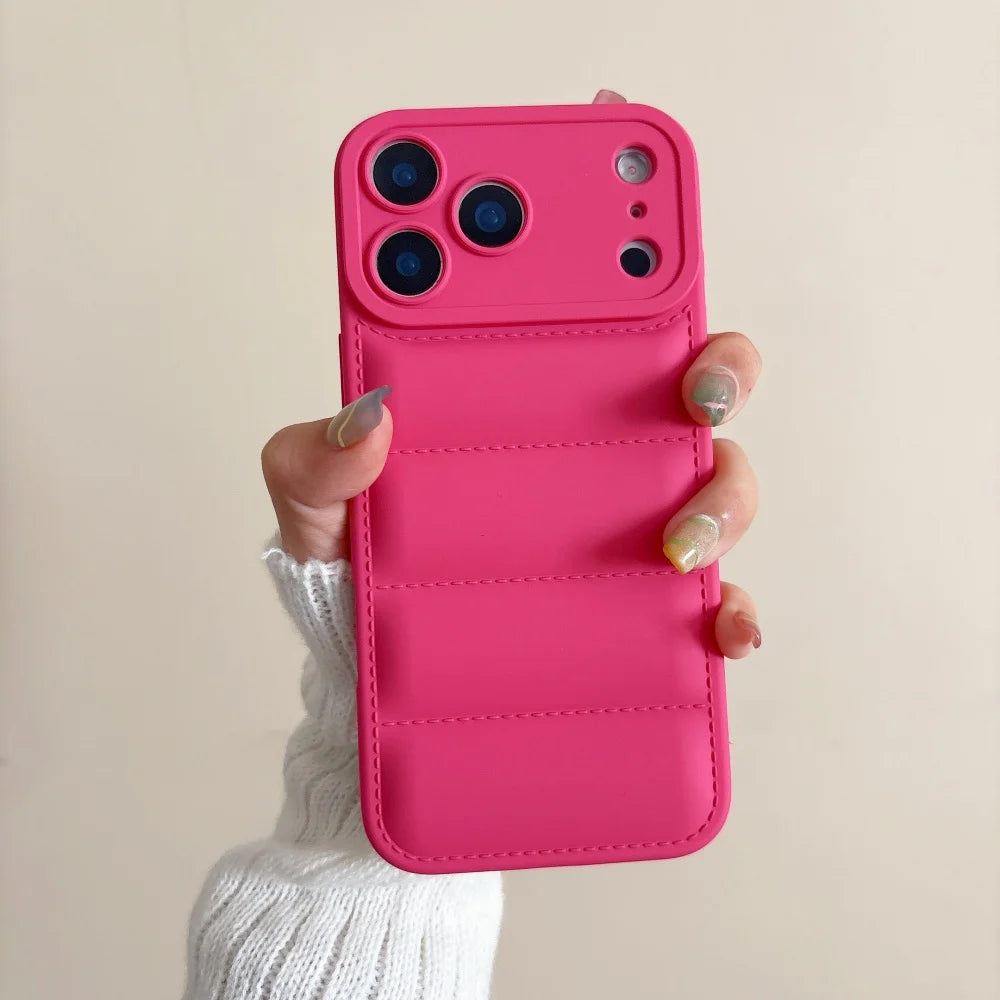 Luxury Down Jacket Silicone Shockproof Case For iPhone