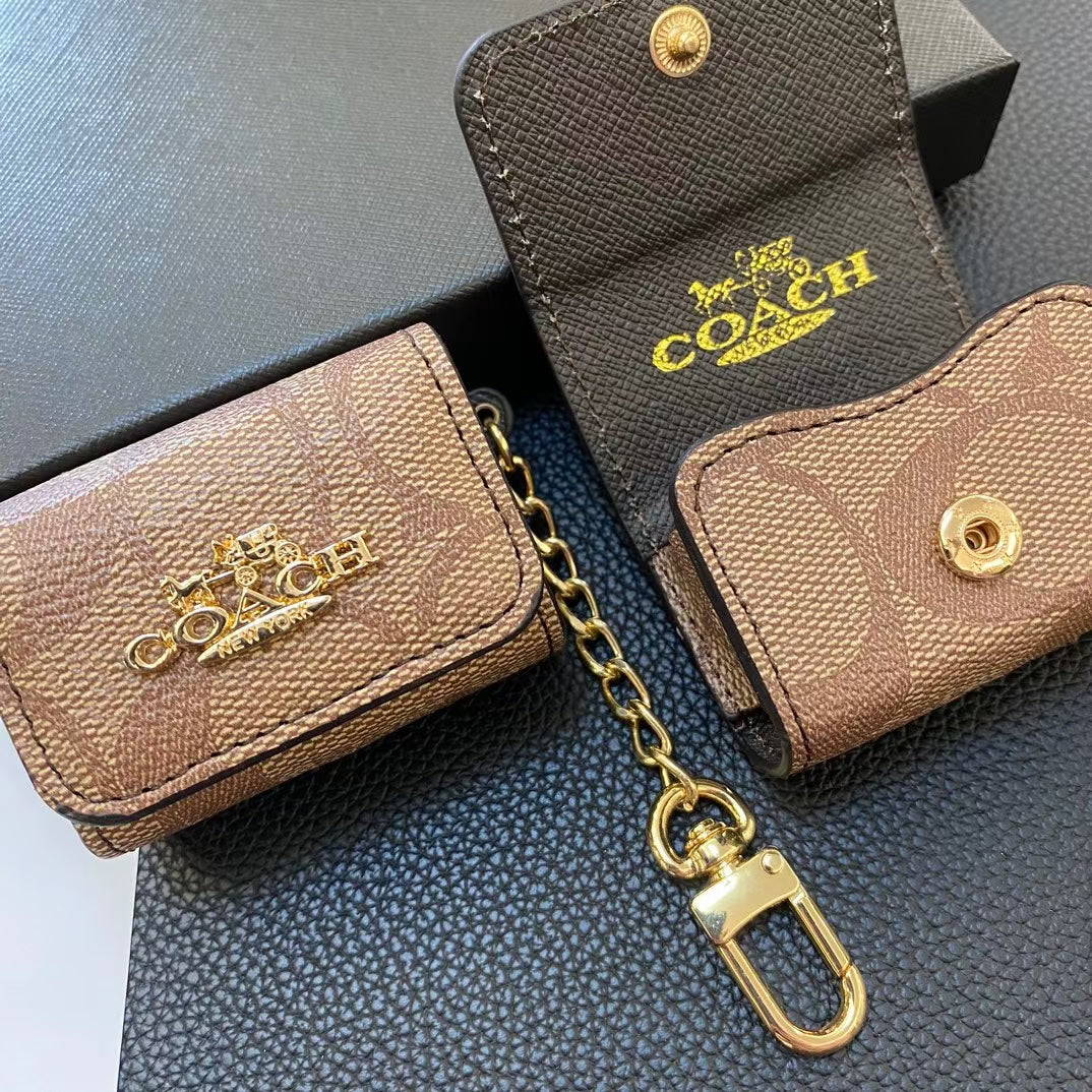 Luxury Coach AirPods Cases – Stylish Monogram with Chain