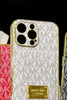 Luxury MK Monogram Phone Cases with Gold-Plated Accents